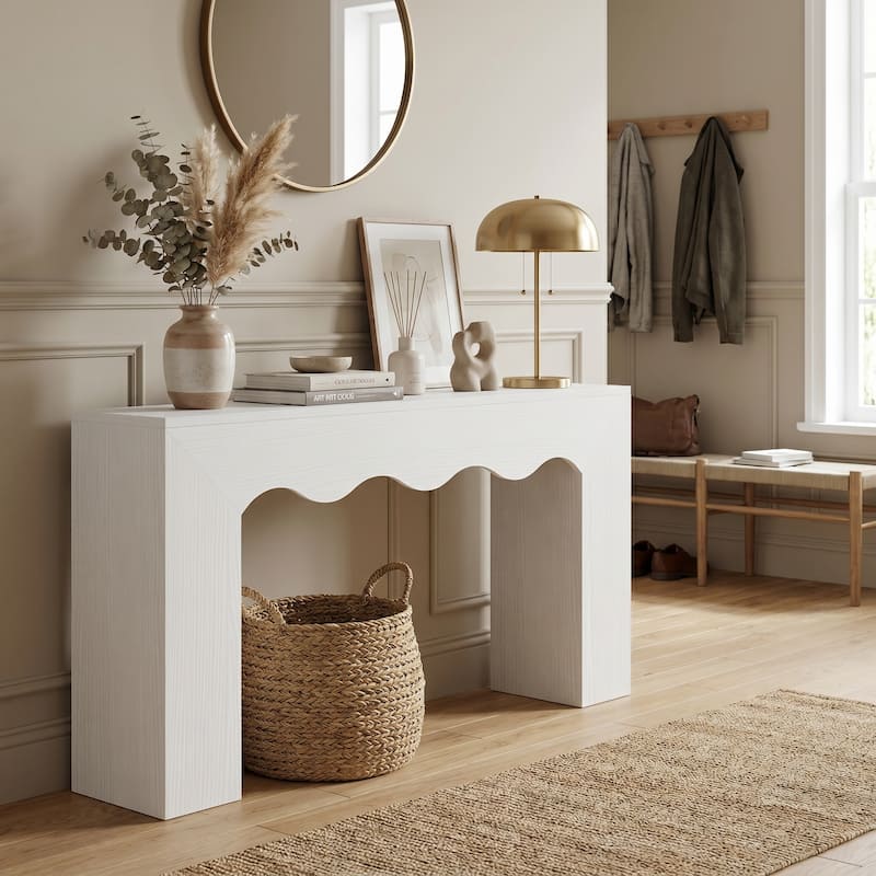63” Farmhouse Console Table Narrow Hallway Stand for Entryway Living Room Brown