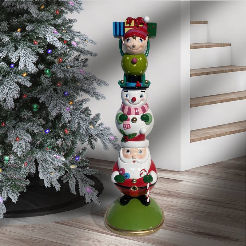 37" Resin Elf Snowman Santa Stacker