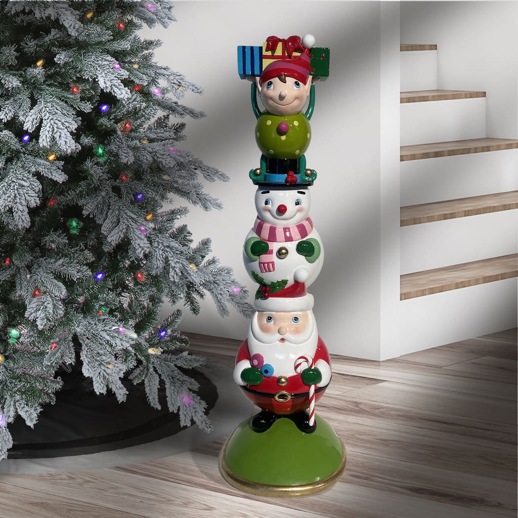 37" Resin Elf Snowman Santa Stacker