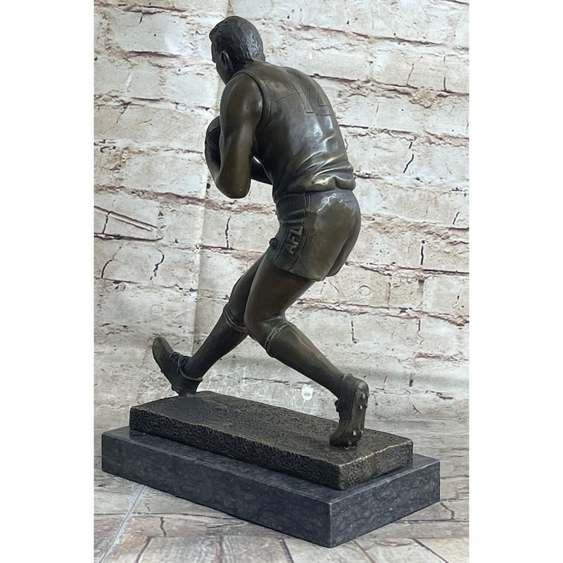Football Rugby Athlete Bronze Sculpture Statue Trophy On Marble Base
