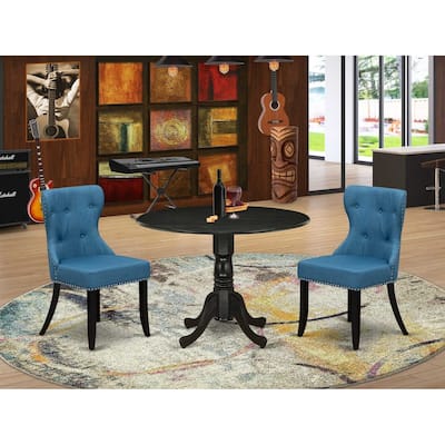 3-Piece Wire Brushed Black Solid Wood Top - Dining Room Set - Seats 4