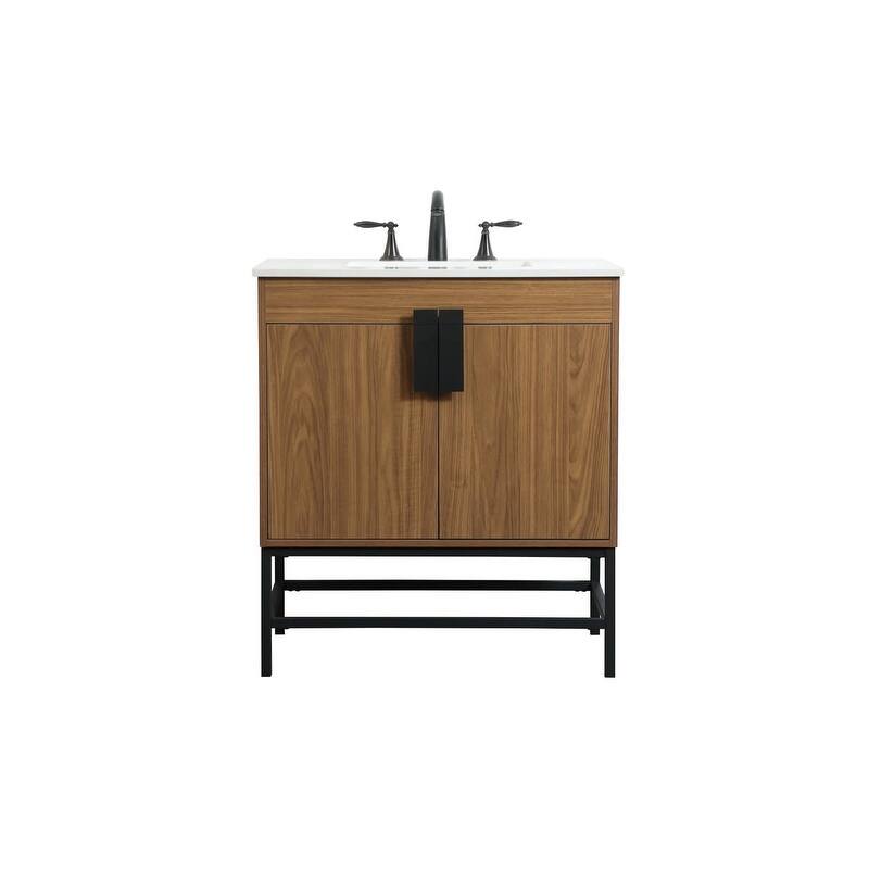 Elegant Lighting VF48830 Eugene 30" Free Standing Single Basin Vanity - Walnut Brown - Walnut Finish