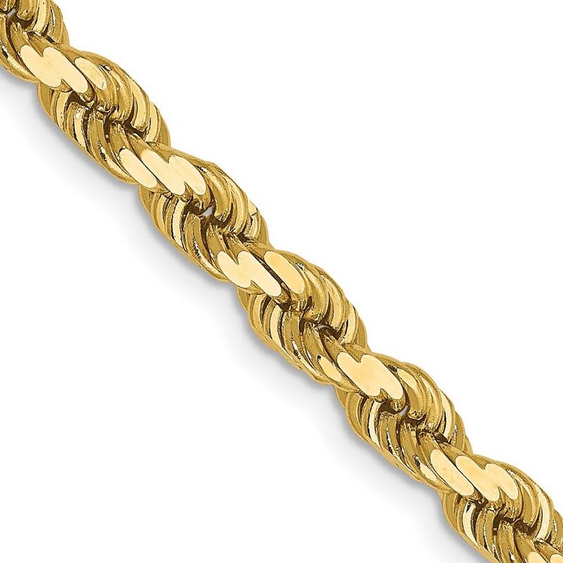 Curata 14k Yellow Gold Lobster Claw Closure Valu plus 4.00mm Sparkle Cut Chain Bracelet