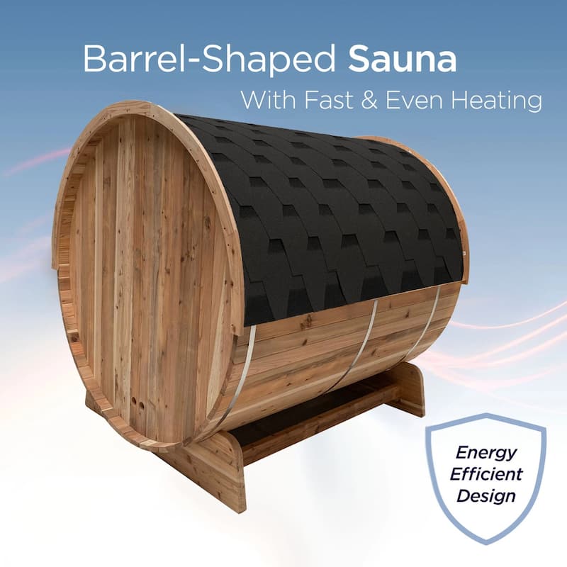 ALEKO 3-4 Person Outdoor Rustic Cedar Barrel Steam Sauna with UL Certified Heater
