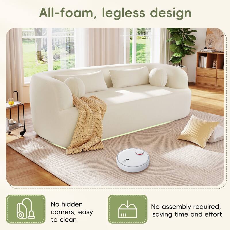 86" Chenille 3-Seater Sofa with Pillows, No Assembly Required