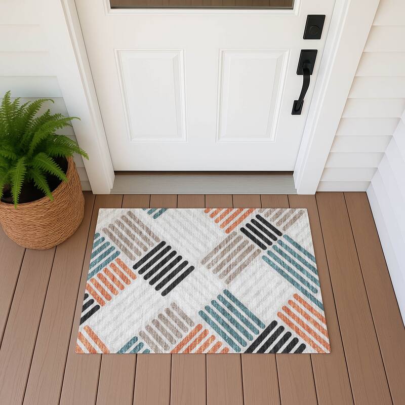 Machine Washable Indoor/ Outdoor Modern Weave Chantille Rug - Dune - 1'8" x 2'6"