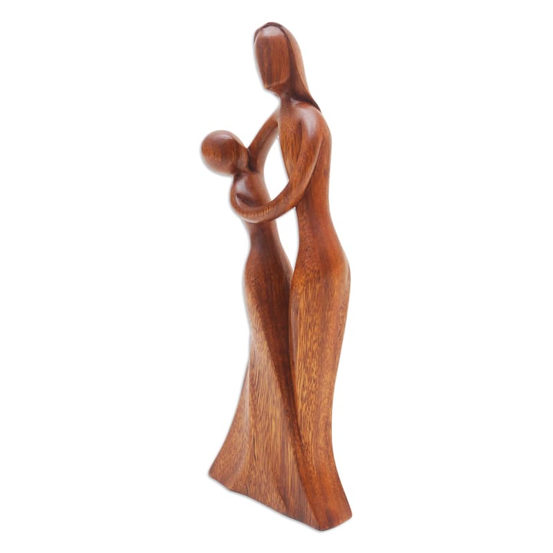 Novica Handmade Dancing With Daughter Wood Sculpture
