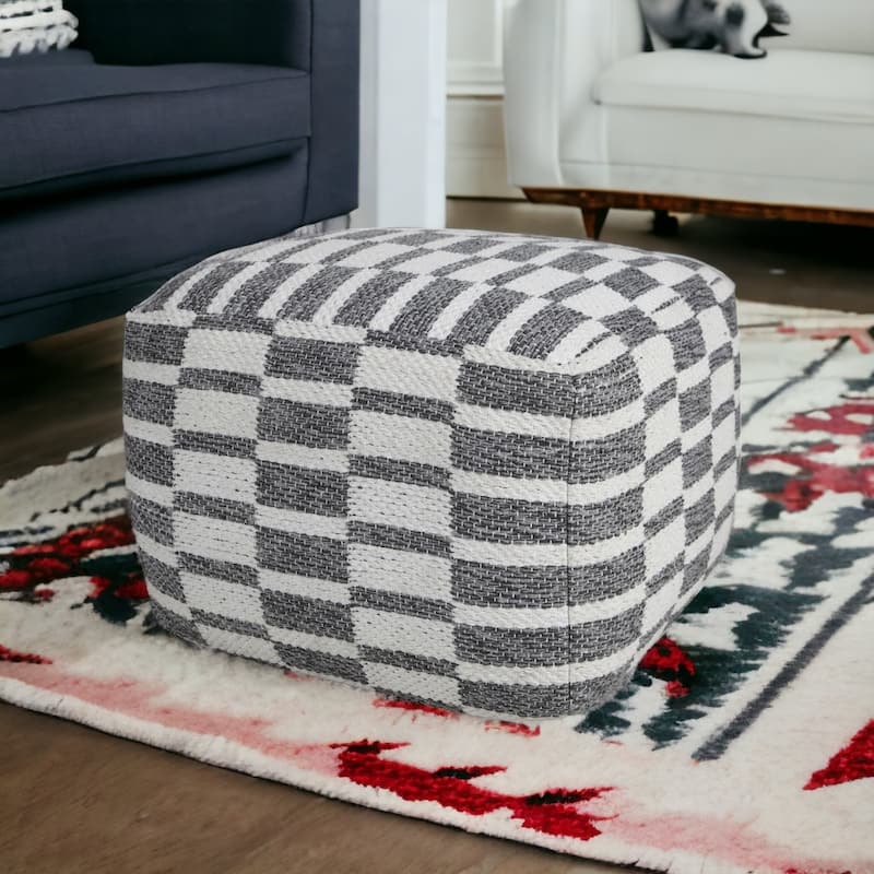 HomeRoots 18" Gray 100% Cotton Ottoman