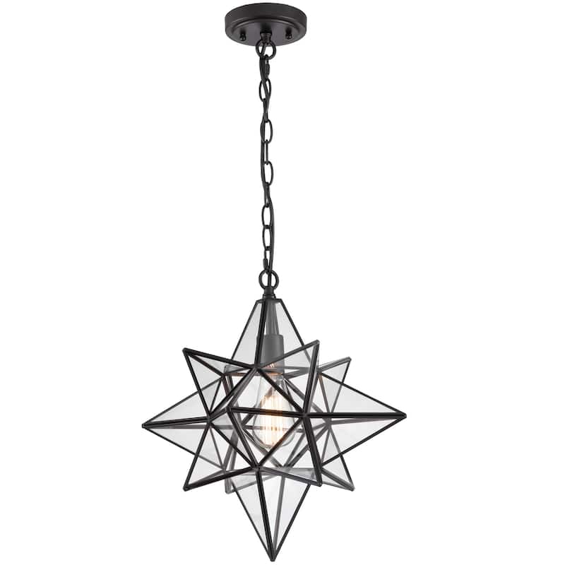 Viareggio Moravian Star Pendant Lights Clear Glass Shade 16 Inches - Black