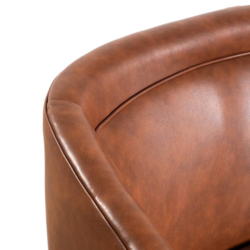 Traditional Club Style Upholstered Accent Chair with 360° Swivel Metal Base