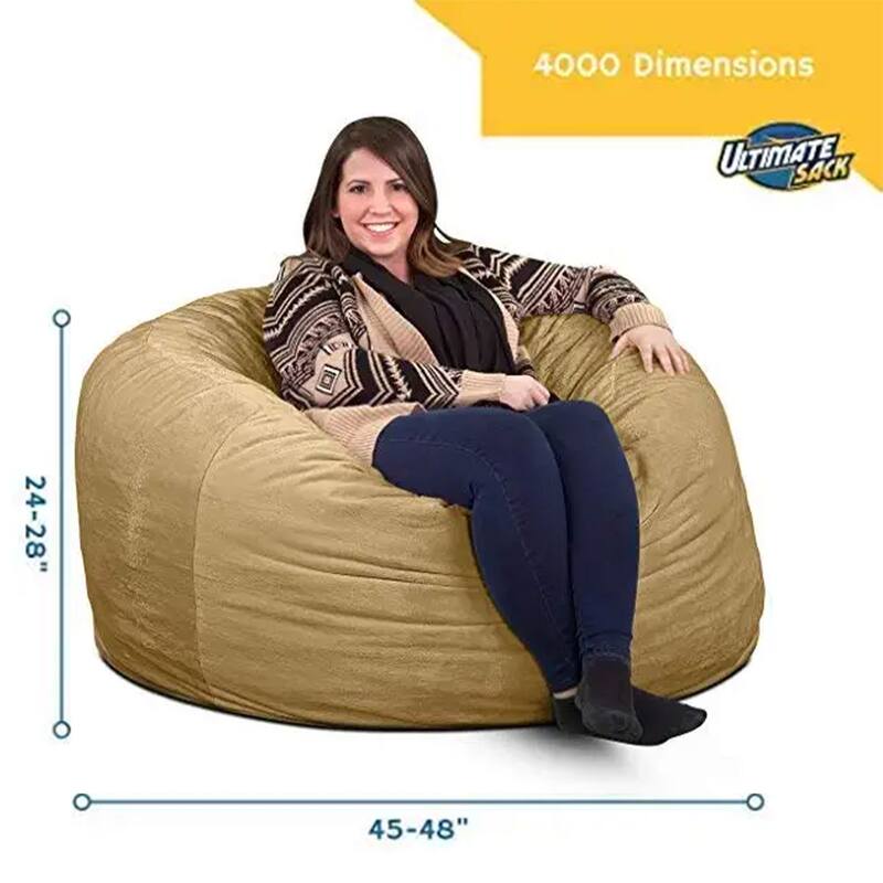 Ultimate Sack 4ft Bean Bag Chair, Oversized Indoor Comfy Lounger, Camel Suede