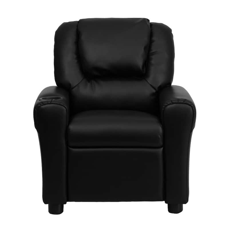 Contemporary Kids Recliner with Cup Holder and Headrest - 24"W x 21.5" - 36.5"D x 27"H