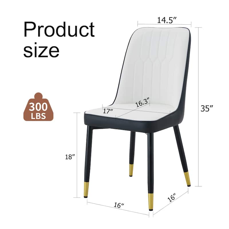 Modern Two-Tone PU Dining Chairs - White+Black