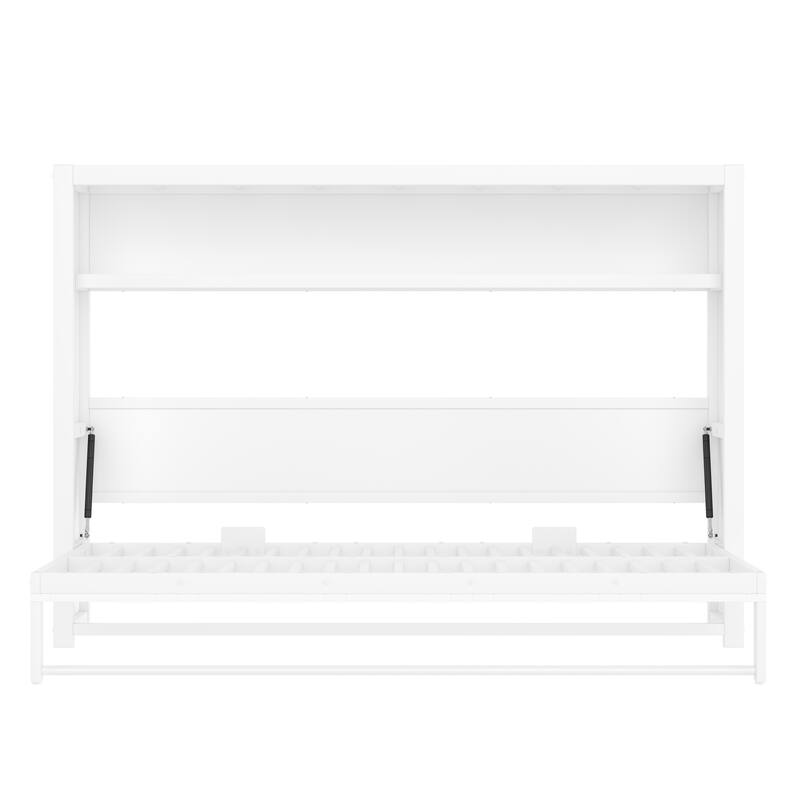 Twin Size Murphy Bed with Shelves, Metal Wall Bed with Foldable and Space-saving Design