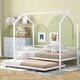 preview thumbnail 3 of 48, Metal House Bed with Fence, With Trundle White - Twin