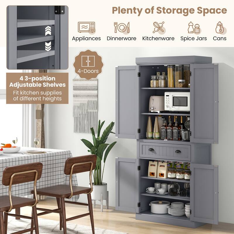 Gymax 72'' Kitchen Pantry Storage Cabinet Tall Freestanding Cupboard - See Details