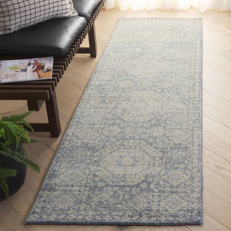 SAFAVIEH, Hand-Loomed Maharaja Dorianne Traditional Viscose Rug - 2'3" x 8' Runner - Blue