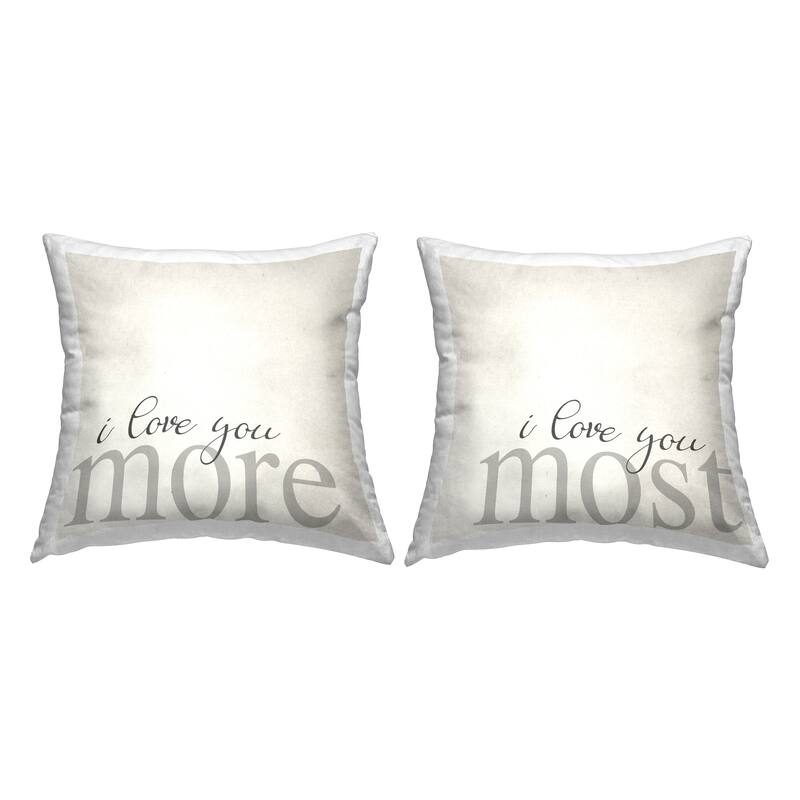 Stupell Love You More Most Romantic Typography Printed Throw Pillow by Daphne Polselli (Set of 2)