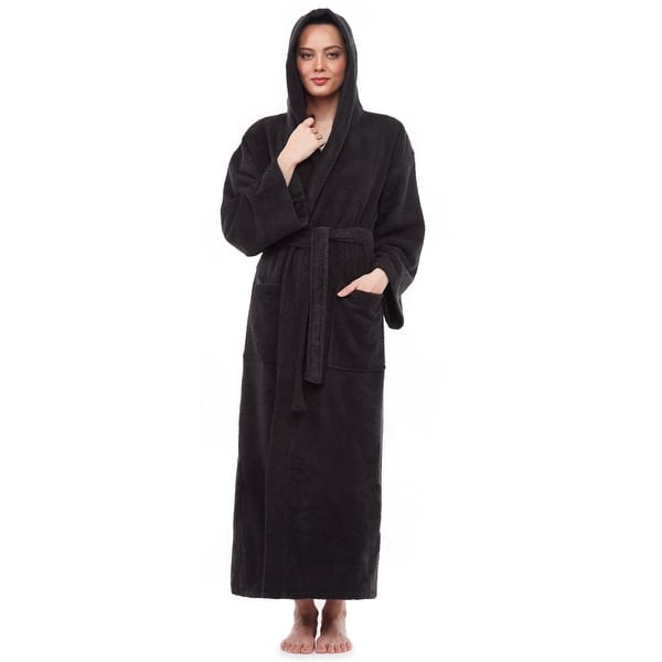 Women's Venus Model Turkish Cotton Hooded Bathrobe with Long Options, Latte, L/XL Full Length Women's Venus Model Turkish Cotton Hooded Bathrobe with Long Options, Latte, L/XL Full Length
