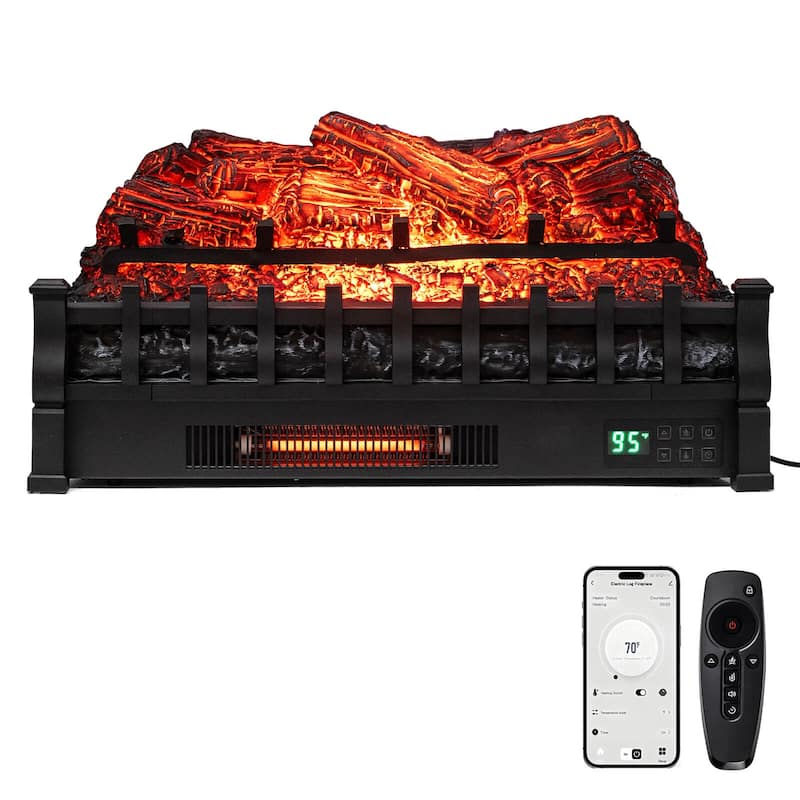 Costway 26” WiFi Infrared Quartz Electric Fireplace Insert Logs Heater - See Details