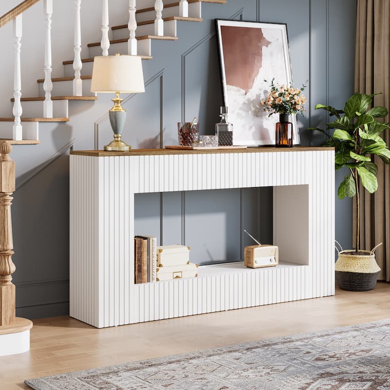 Modern Console Table, 55-Inch Wood Entryway Table with Storage