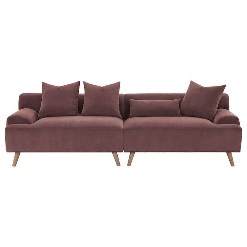 Beno Long Sofa, 103 Inch, Retro Burgundy Red Corduroy, 4 Throw Pillows
