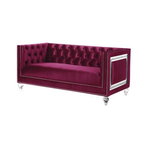 ACME Heibero Loveseat with 2 Pillows in Burgundy