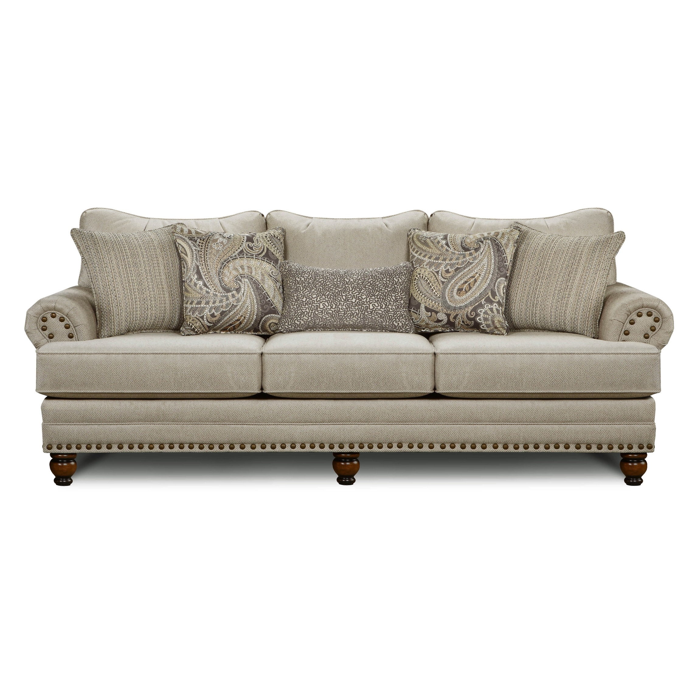 Carys Doe Nailhead Stationary Sofa