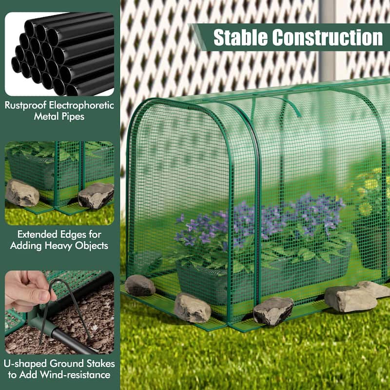 Raised Garden Bed w/ Cover Wood Elevated Planter Box /Mini Greenhouse