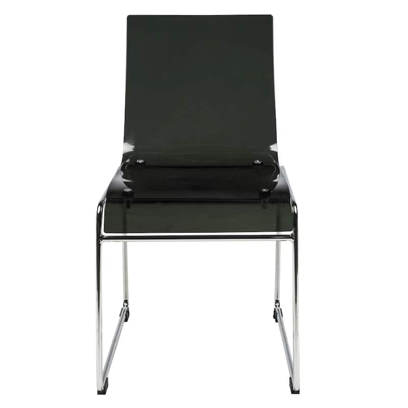 Lima Modern Transparent Acrylic in Chrome Steel Frame Dining Chair