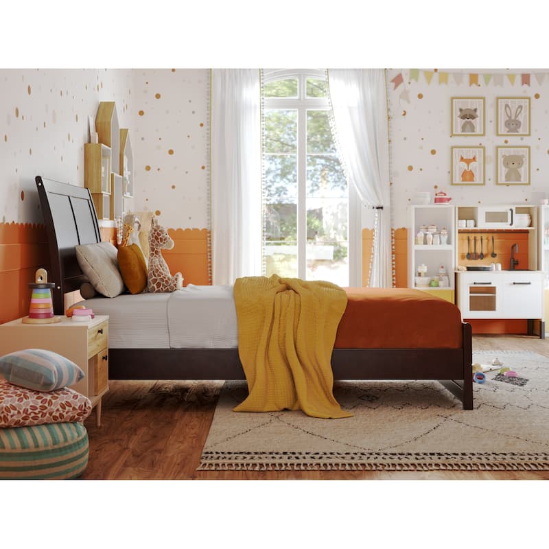 Valencia Solid Wood Low Profile Sleigh Platform Bed with Matching Footboard
