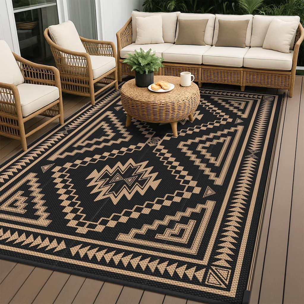 Mcow Geo Harmony Reversible Woven Waterproof Outdoor Area Rug - 5' x 8'