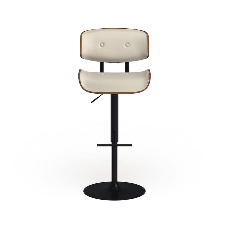 Carson Carrington Leksand Mid-Century Modern Adjustable Bar Stool with Walnut Wood Accents
