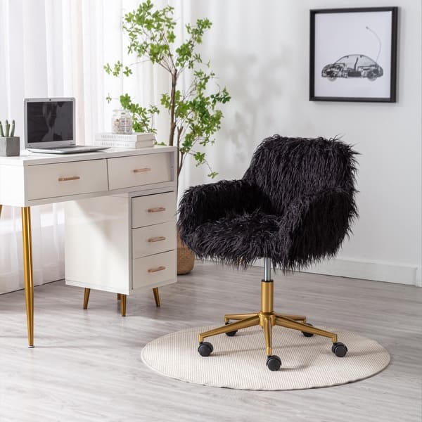 Faux Fur Girls Desk Stool Modern Faux Fur Home Office Chair