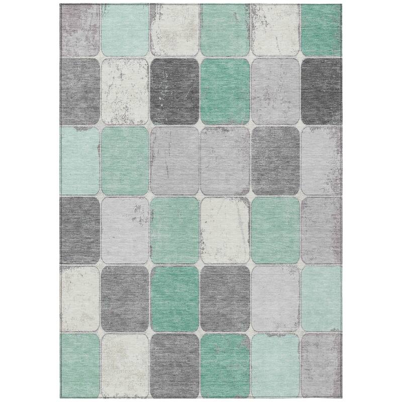 HomeRoots Geometric Transitional Rectangle Outdoor Rug - 9' X 12'