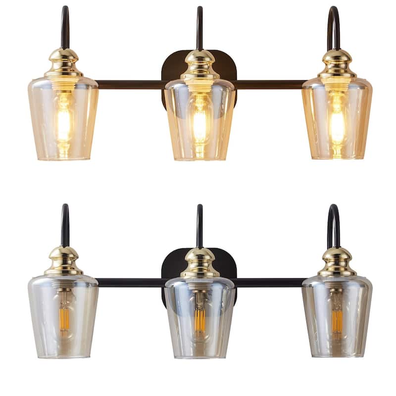 Luxury 3 Lights Bathroom Vanity Lights Rose Gold with Clear Glass/ Wall Sconce Lighting