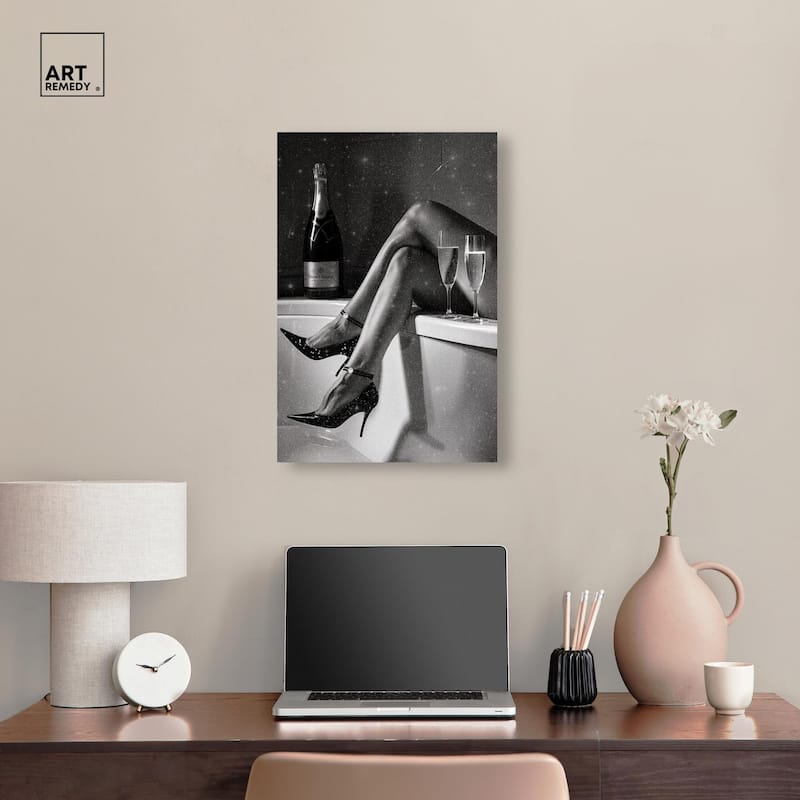 Champagne Bath Glamour Canvas by Art Remedy, Gallery Wrapped