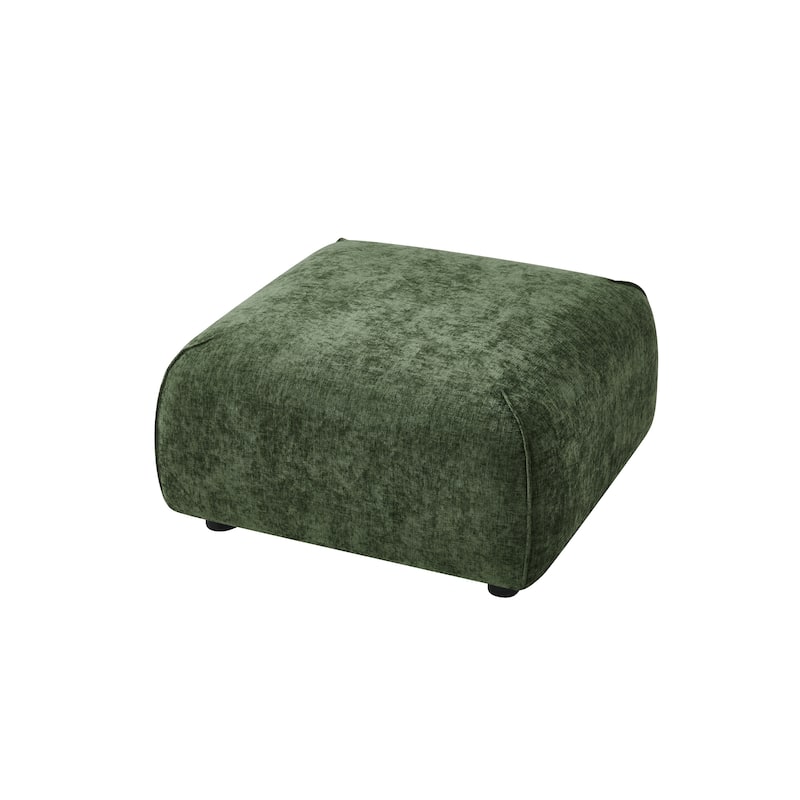 Roomfitters Plush Square Ottoman, Upholstered Footrest and Stool, Minimalist Extra Seating, Solid Wood Base