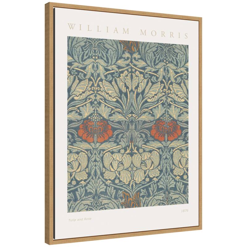 Kate and Laurel Sylvie Poster William Morris Tulip and Rose 1876 Framed Canvas by The Art Institute of Chicago - 23x30 - Natural