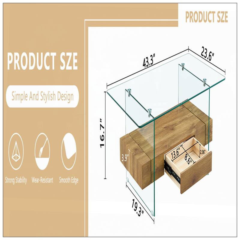 43.3 Inch Modern Two-Tier Coffee Table -Multifunctional Storage Design