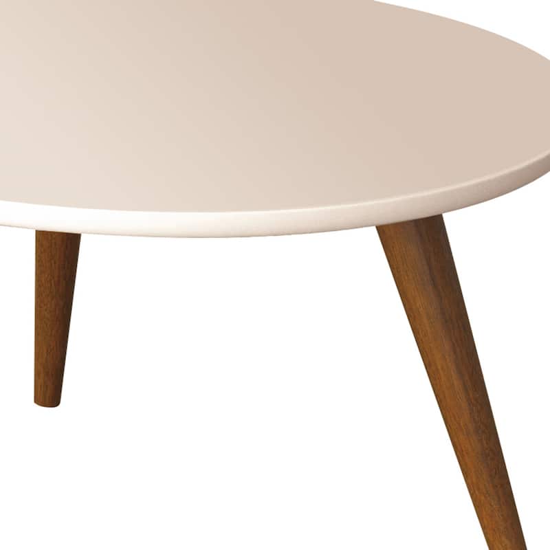 24 Inch Round Wooden Coffee Table with Splayed Legs, White and Brown - 12.4 H x 23.62 W x 23.62 L Inchaes