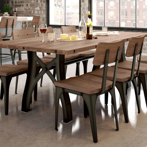 Amisco Woodland Dining Chairs with Distressed Wood Seat (Set of 2)