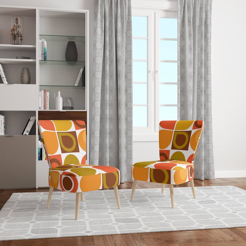 Designart "Abstract Retro Geometric Pattern VI" Upholstered Mid-Century Accent Chair - Arm Chair
