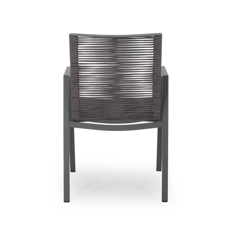 Outdoor Modern Aluminum Dining Chair with Rope Seat (Set of 2)