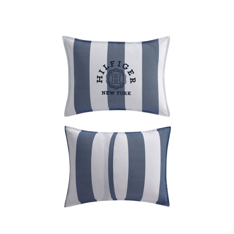 Tommy Hilfiger Berkley Stripe Reversible Tailored Lightweight Comforter Set (Deep Blue)