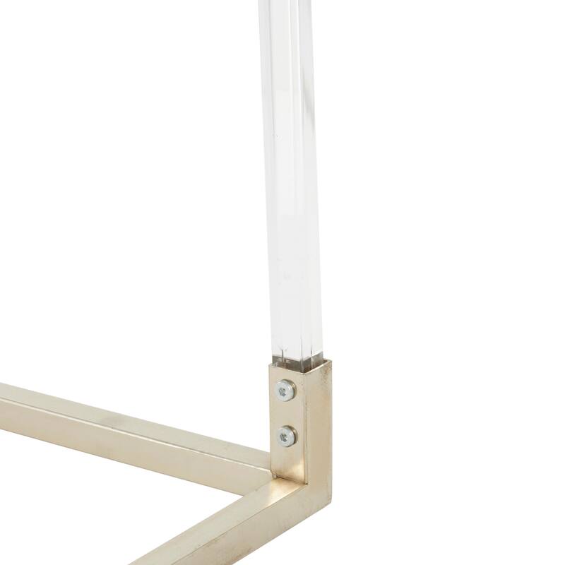 Clear Acrylic Plastic Cube Shaped Living Room Coffee Table with Silver Frame Supports