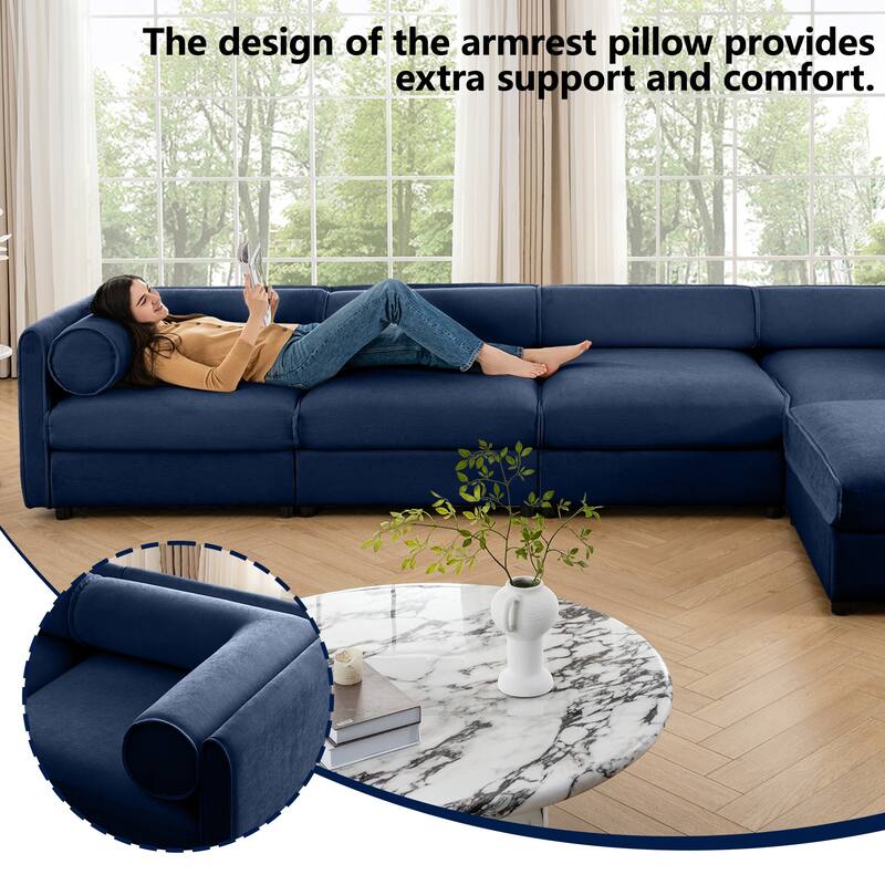 Upholstered Leisure Couch with Hidden Storage, Luxurious Sectional Sofa for Living Room, 75.5" Chenille Loveseat with 2 Ottomans
