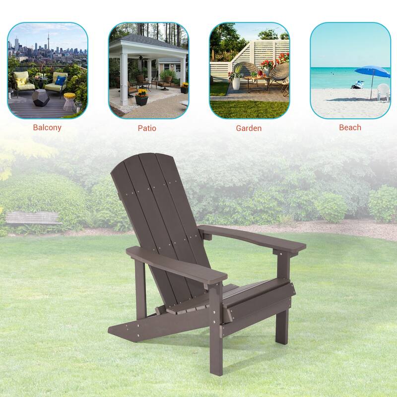 BONOSUKI Patio Adirondack Chair w/Cupholder,Weather Resistant-Set of 4