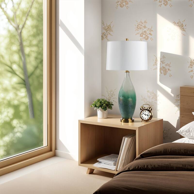 Everren Wave 27.5" Height Table Lamps, Green