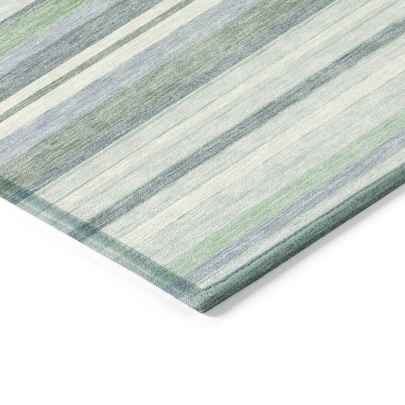 Machine Washable Indoor/ Outdoor Modern Stripes Chantille Rug